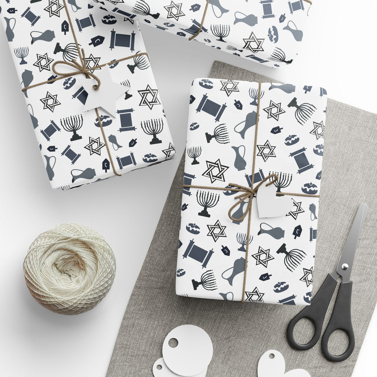 Hanukkah Monochrome Menorah Wrapping Paper | Holiday Gift Wrapping Paper Roll