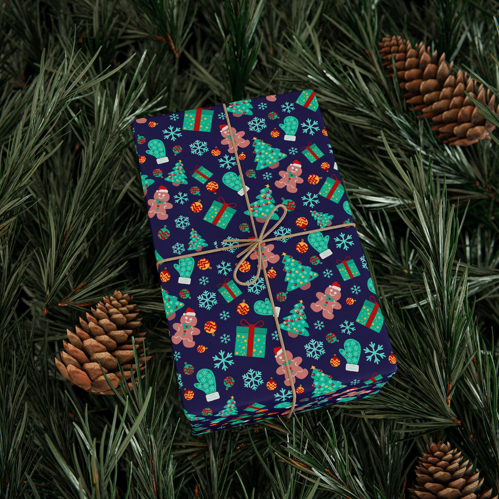 Christmas Blue Holiday Wrapping Paper | Holiday Gift Wrapping Paper