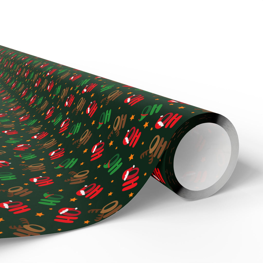 Christmas Ho Ho Ho Hats Wrapping Paper | Holiday Gift Wrapping Paper Roll