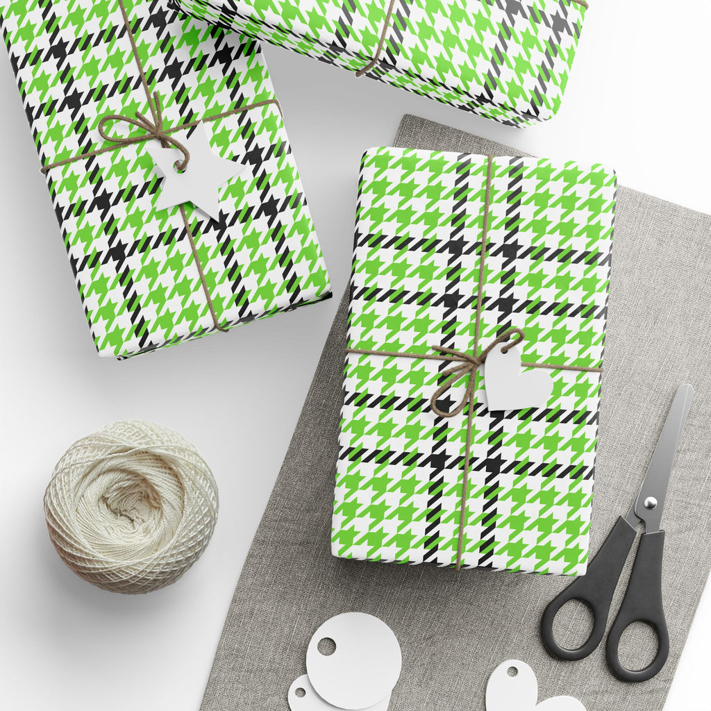 Houndstooth Wrapping Paper Design Lime 015 - Holiday Gift Wrapping Paper Roll