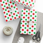 Christmas Red and Green Polka Dot Wrapping Paper | Holiday Gift Wrapping Paper Roll