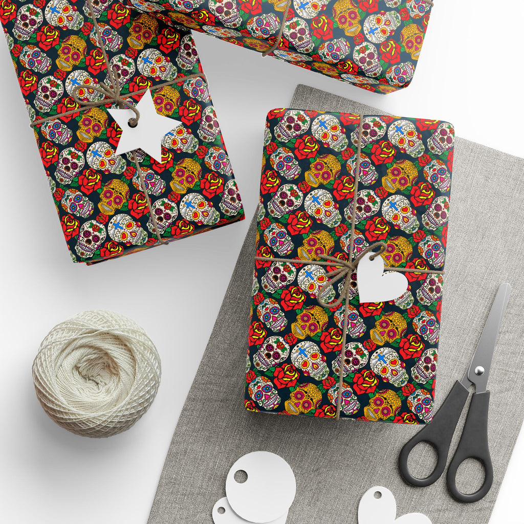 Day of the Dead Sugar Collage Wrapping Paper | Holiday Gift Wrapping Paper Roll