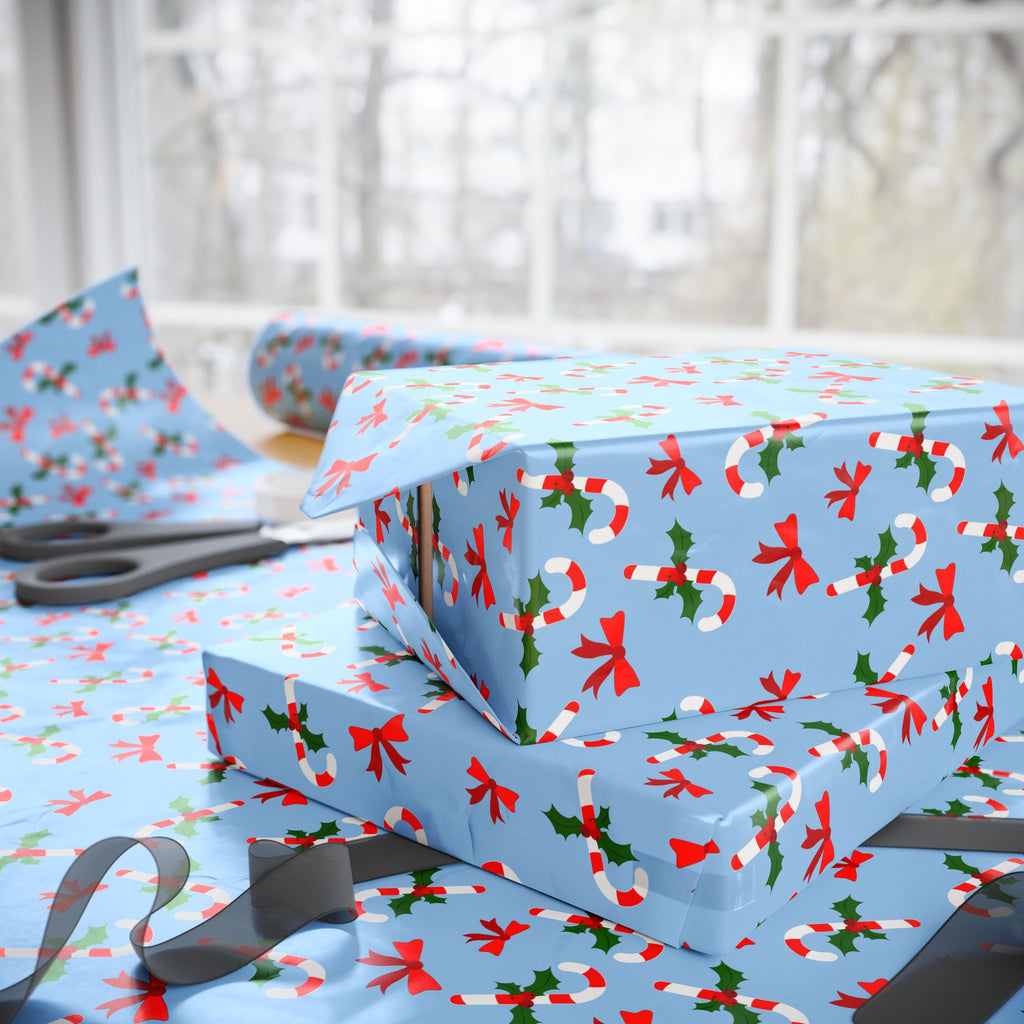 Christmas Candy Cane Ribbons Wrapping Paper | Holiday Gift Wrapping Paper Roll
