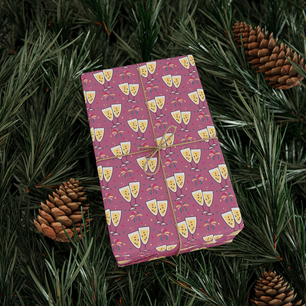 New Year's Champagne Fireworks Wrapping Paper - Holiday Gift Wrapping Paper Roll