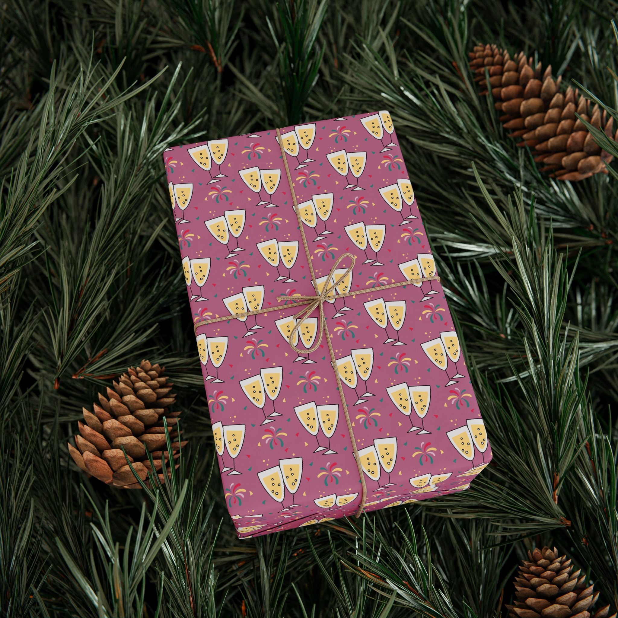 New Year's Champagne Fireworks Wrapping Paper - Holiday Gift Wrapping Paper Roll