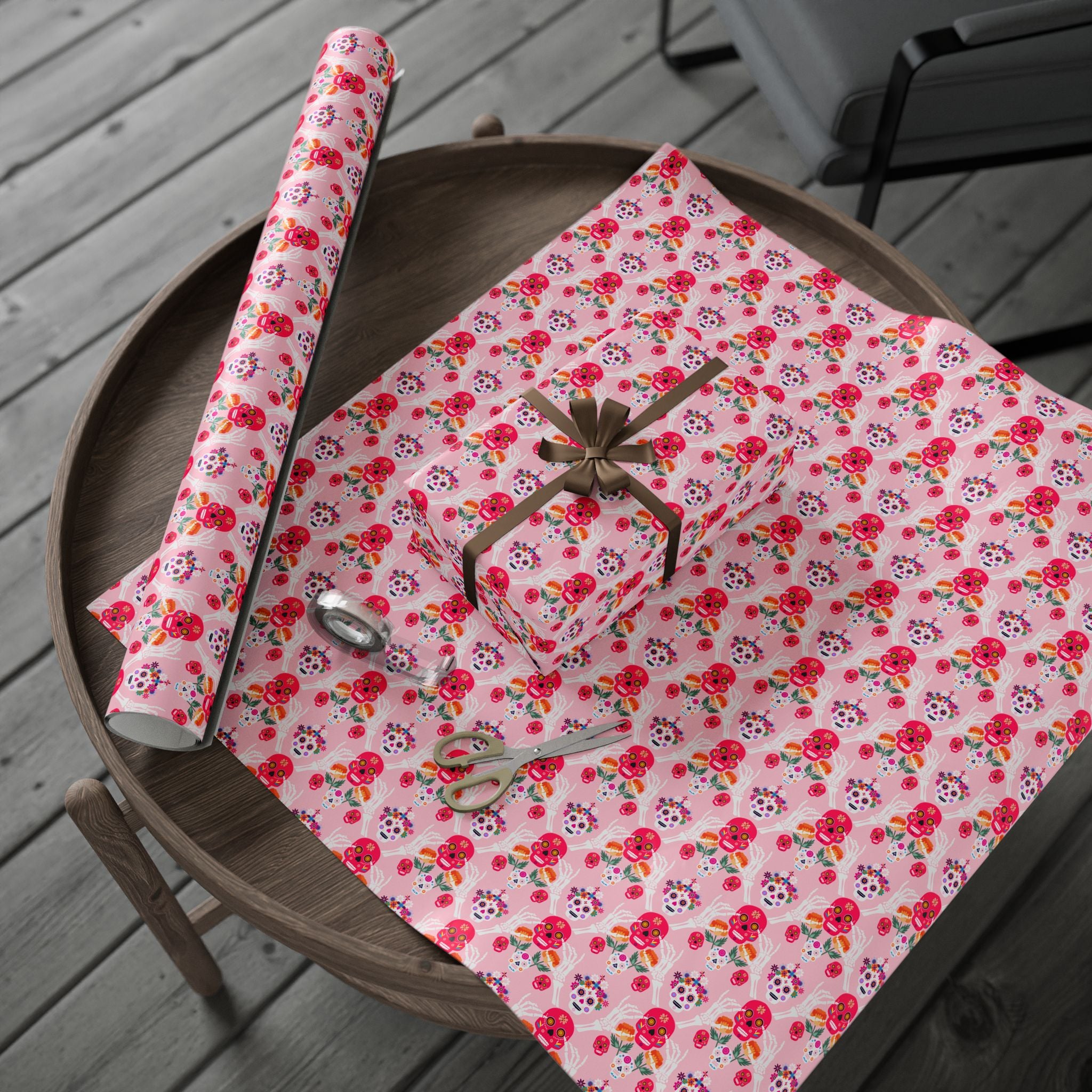 Day of the Dead Pink Celebration Wrapping Paper | Holiday Gift Wrapping Paper Roll