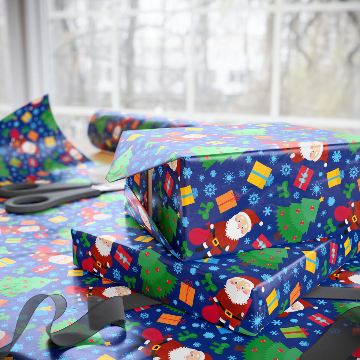 Christmas Blue Christmas Wrapping Paper | Holiday Gift Wrapping Paper