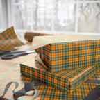 St Patrick's Day Orange Irish Tartan Wrapping Paper | Holiday Gift Wrapping Paper Roll