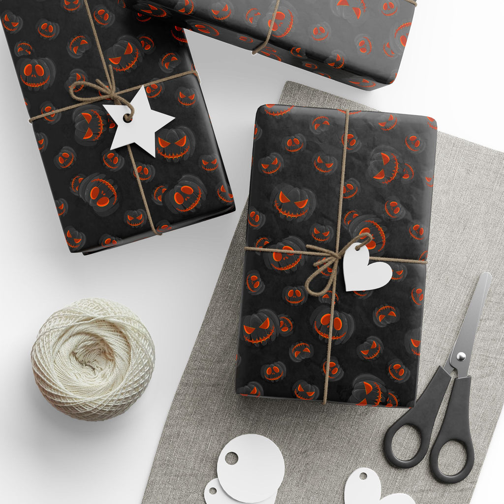 Halloween Evil Pumpkins Wrapping Paper | Holiday Gift Wrapping Paper Roll