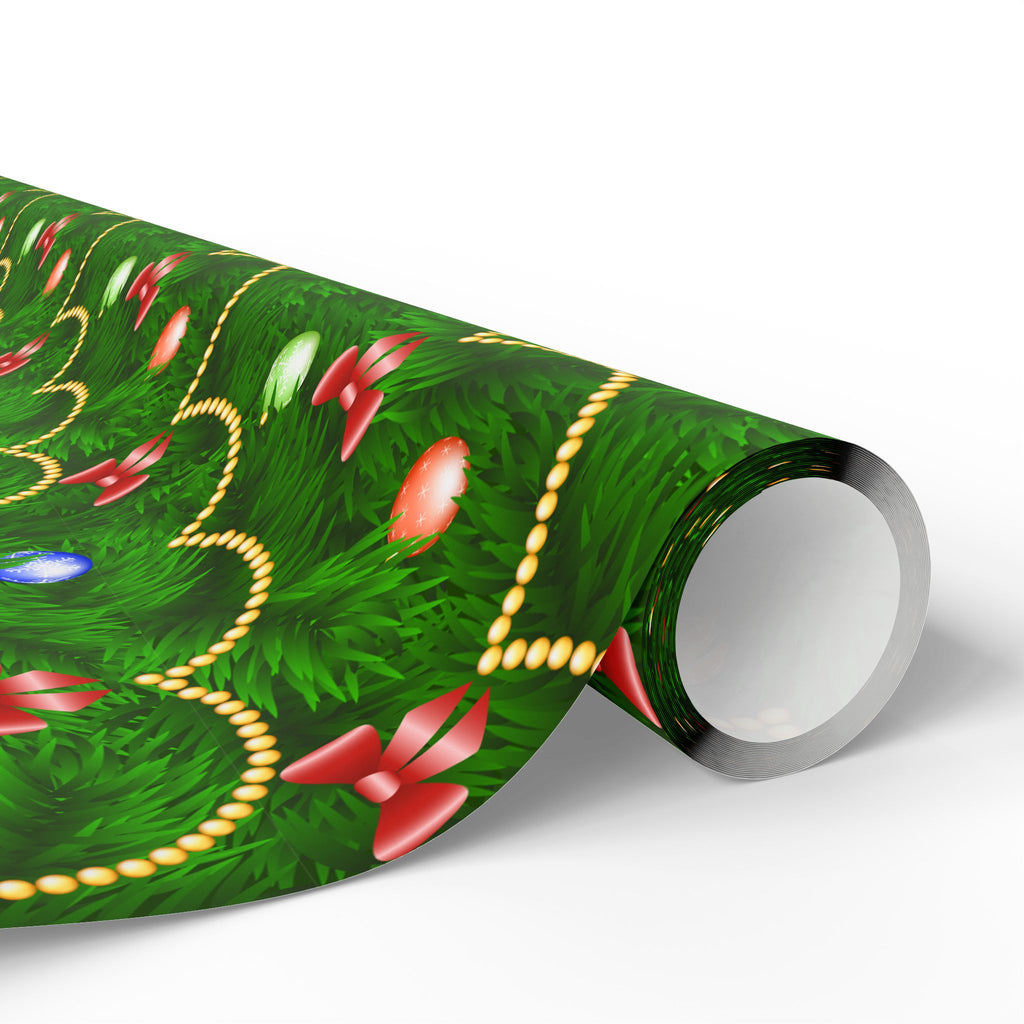 Christmas Decorated Tree Wrapping Paper | Holiday Gift Wrapping Paper Roll