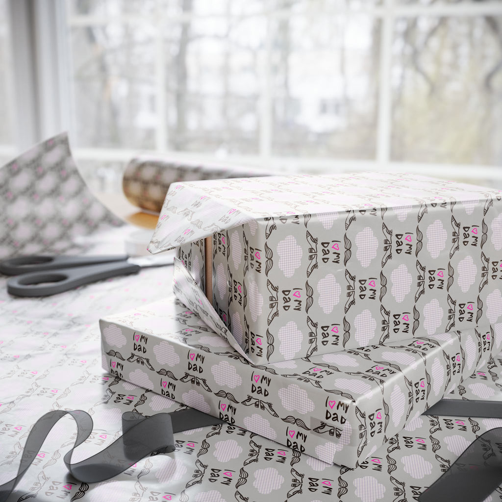Father's Day I Heart Dad Wrapping Paper - Holiday Gift Wrapping Paper Roll