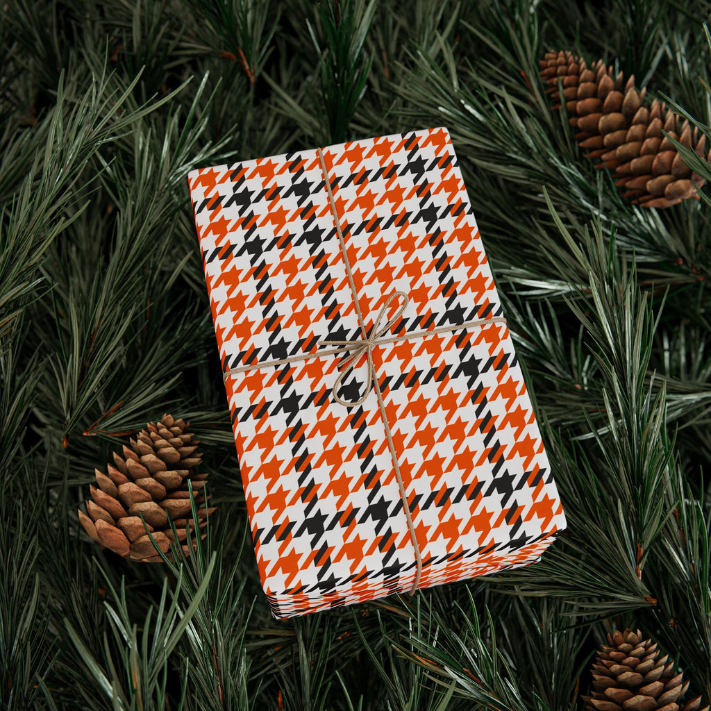 Houndstooth Wrapping Paper Design Orange 006 - Holiday Gift Wrapping Paper Roll