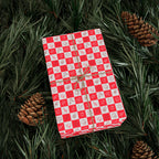 Christmas Red Checkerboard Icons Wrapping Paper | Holiday Gift Wrapping Paper Roll
