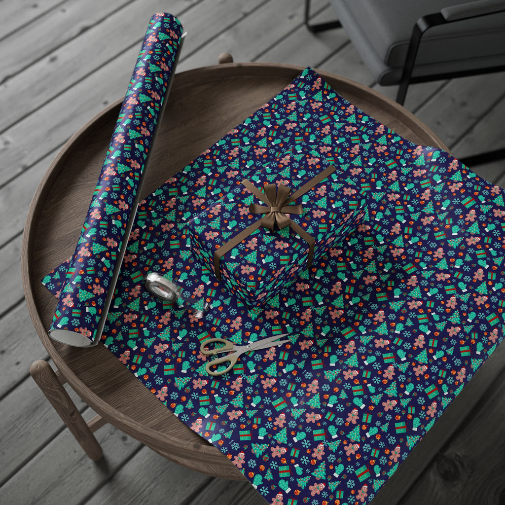 Christmas Blue Holiday Wrapping Paper | Holiday Gift Wrapping Paper