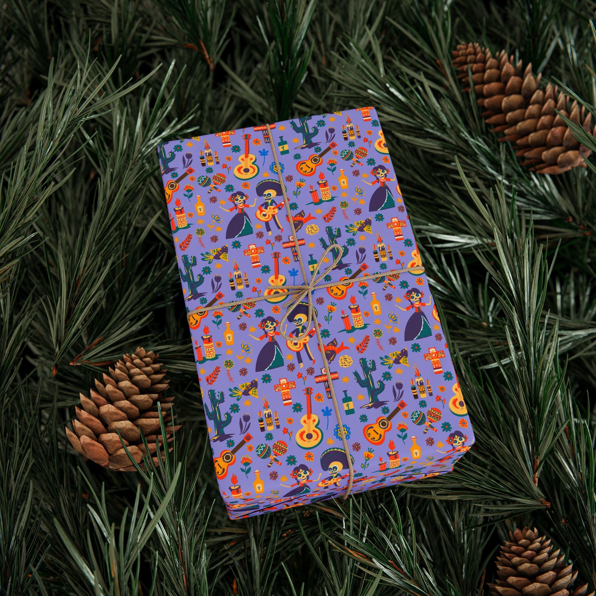 Day of the Dead Mariachi Bones Wrapping Paper | Holiday Gift Wrapping Paper Roll