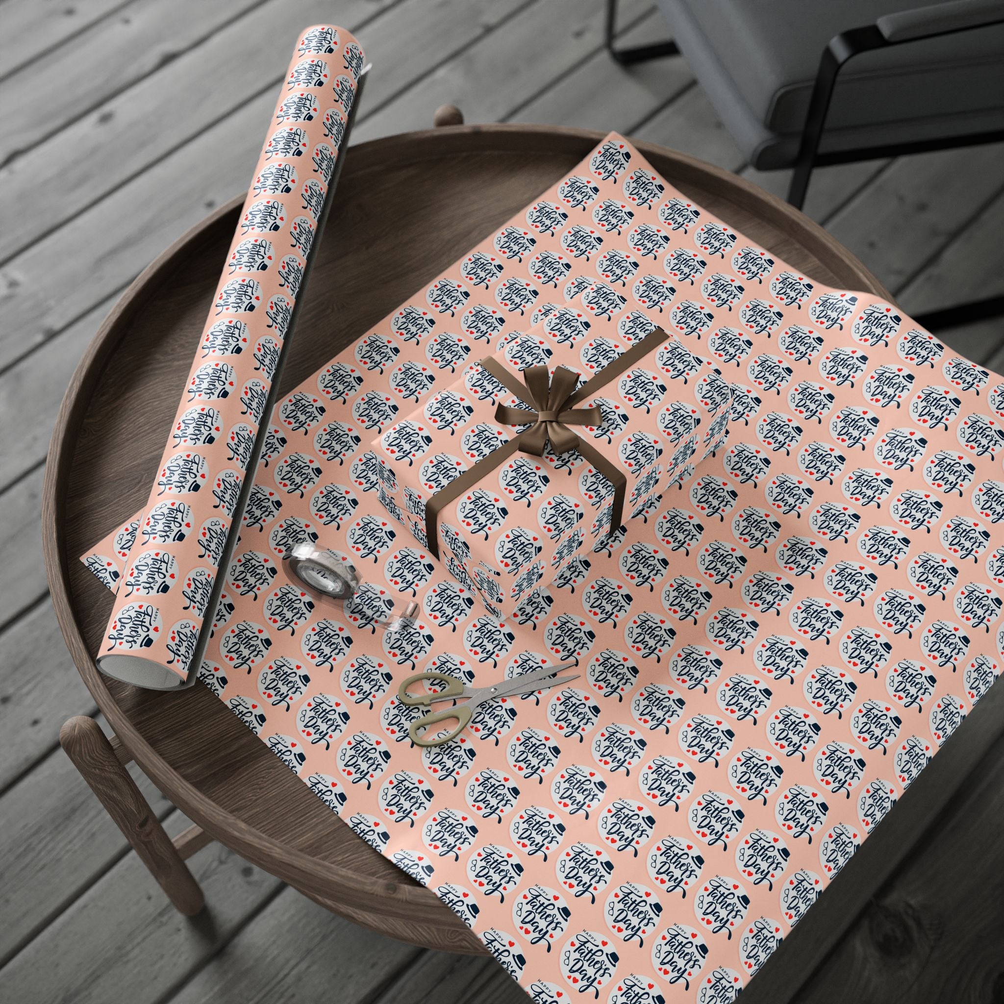 Father's Day Circle Greetings Wrapping Paper - Holiday Gift Wrapping Paper Roll