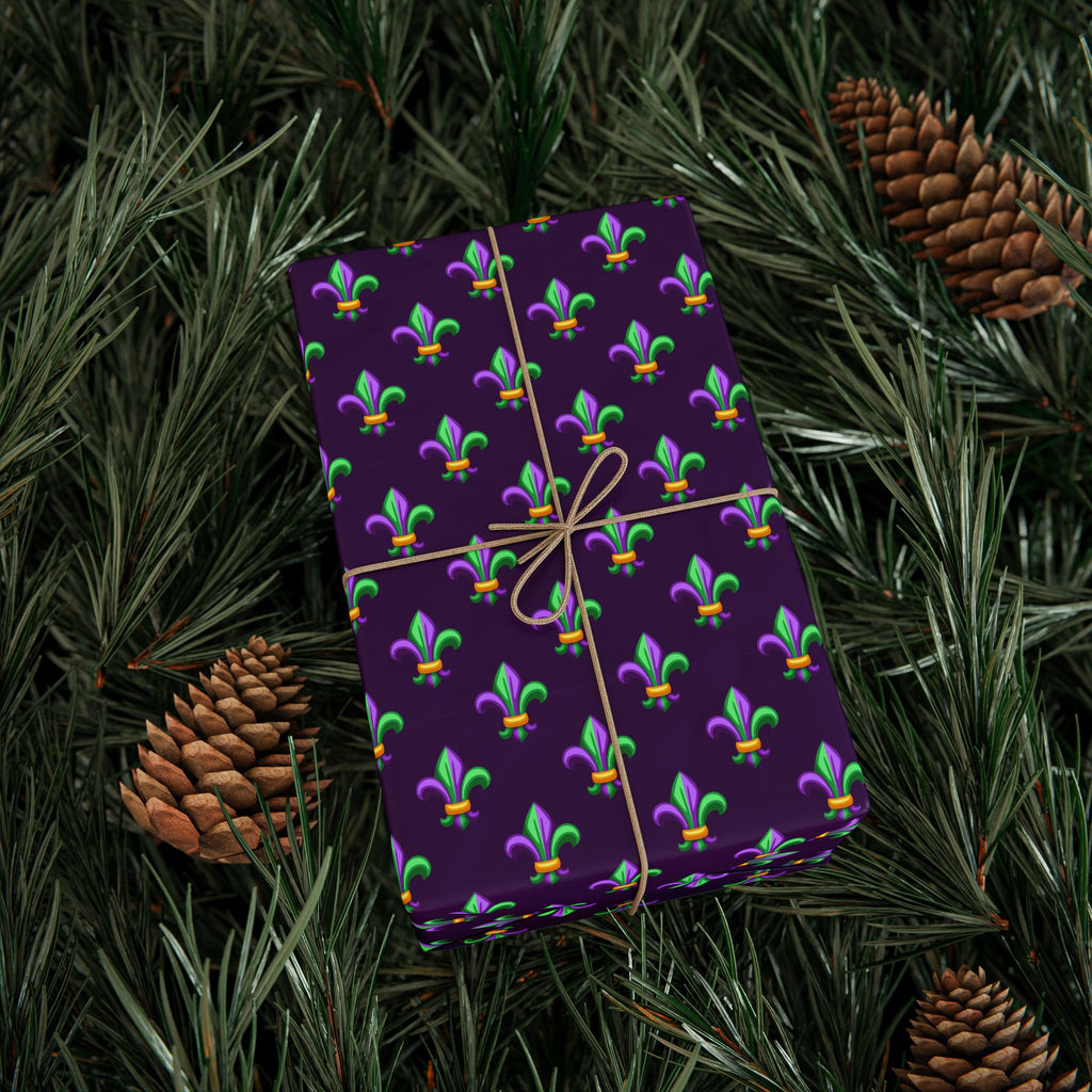 Mardis Gras Fleur De Lis Carnival Wrapping Paper | Holiday Gift Wrapping Paper Roll