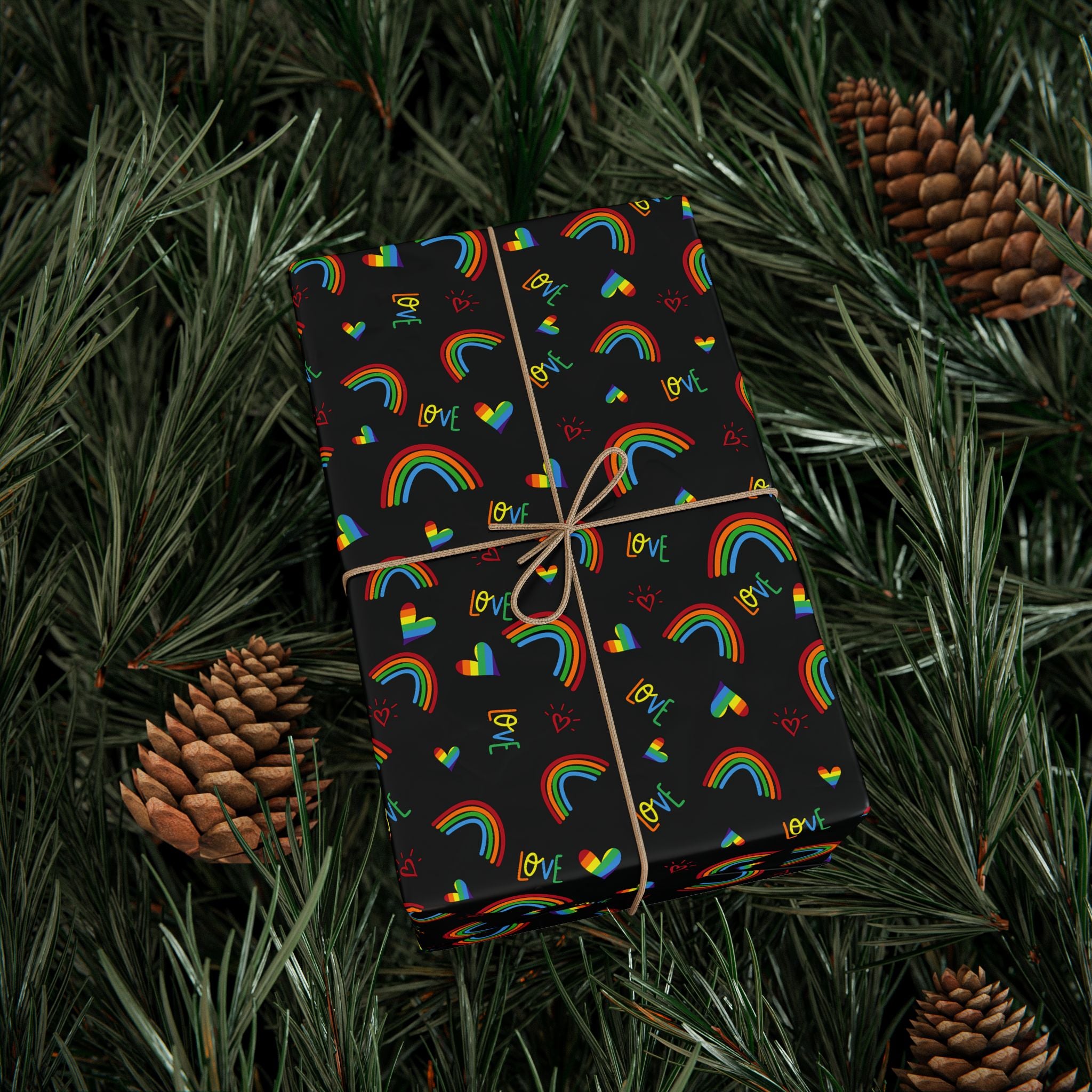 Gay Pride Rainbow Lite Brite Wrapping Paper Design | Holiday Gift Wrapping Paper Roll