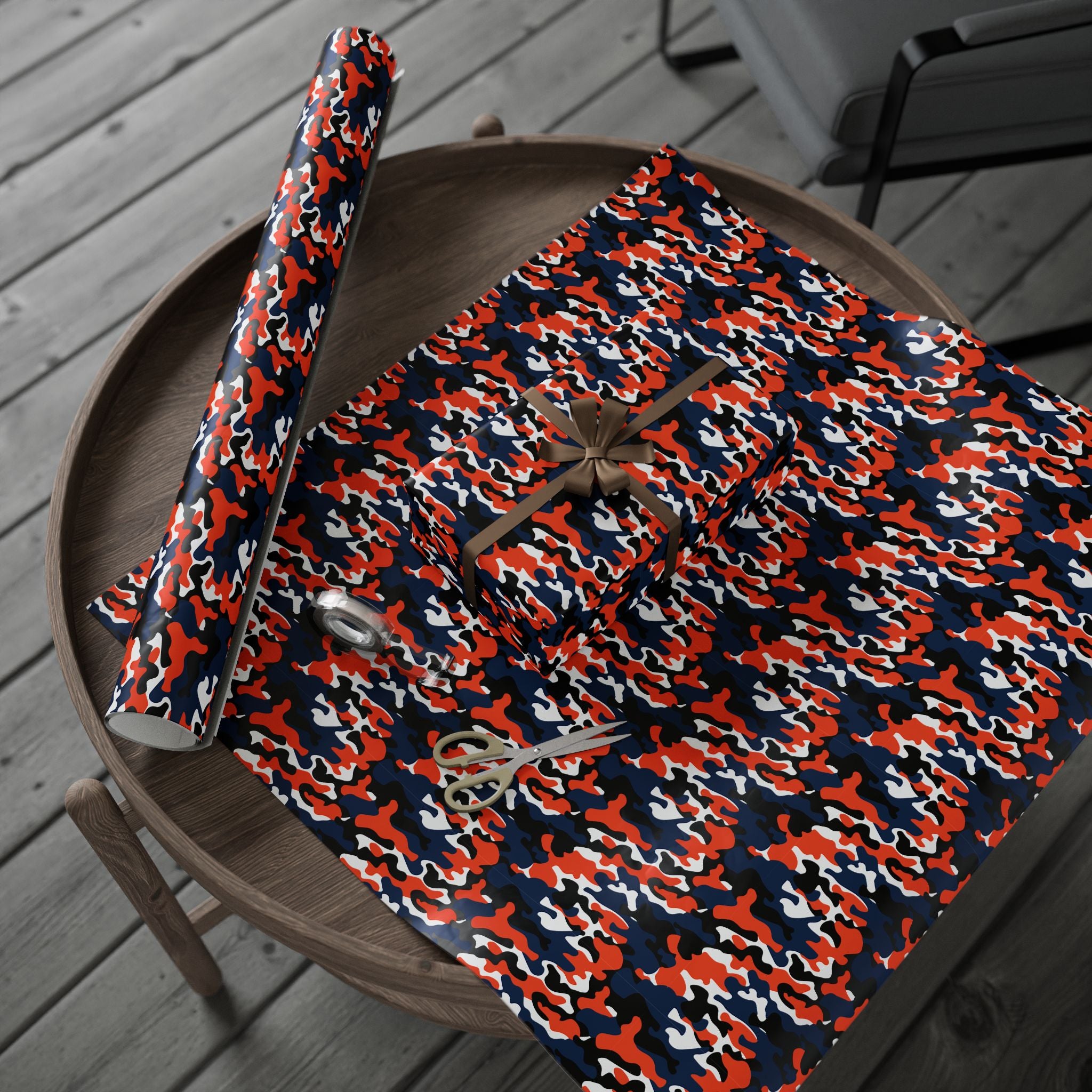 Illinois Fighting Illini Inspired Camoflauge Wrapping Paper - Holiday Gift Wrapping Paper Roll