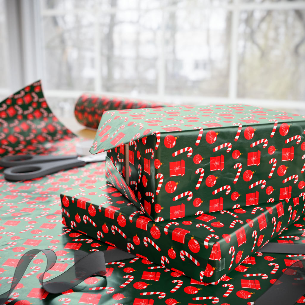 Christmas Red Gift Candies Wrapping Paper | Holiday Gift Wrapping Paper Roll