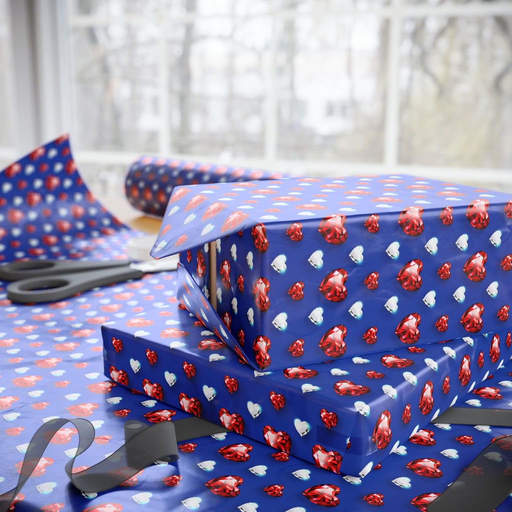 Valentine's Day Diamond Hearts Wrapping Paper | Holiday Gift Wrapping Paper Roll