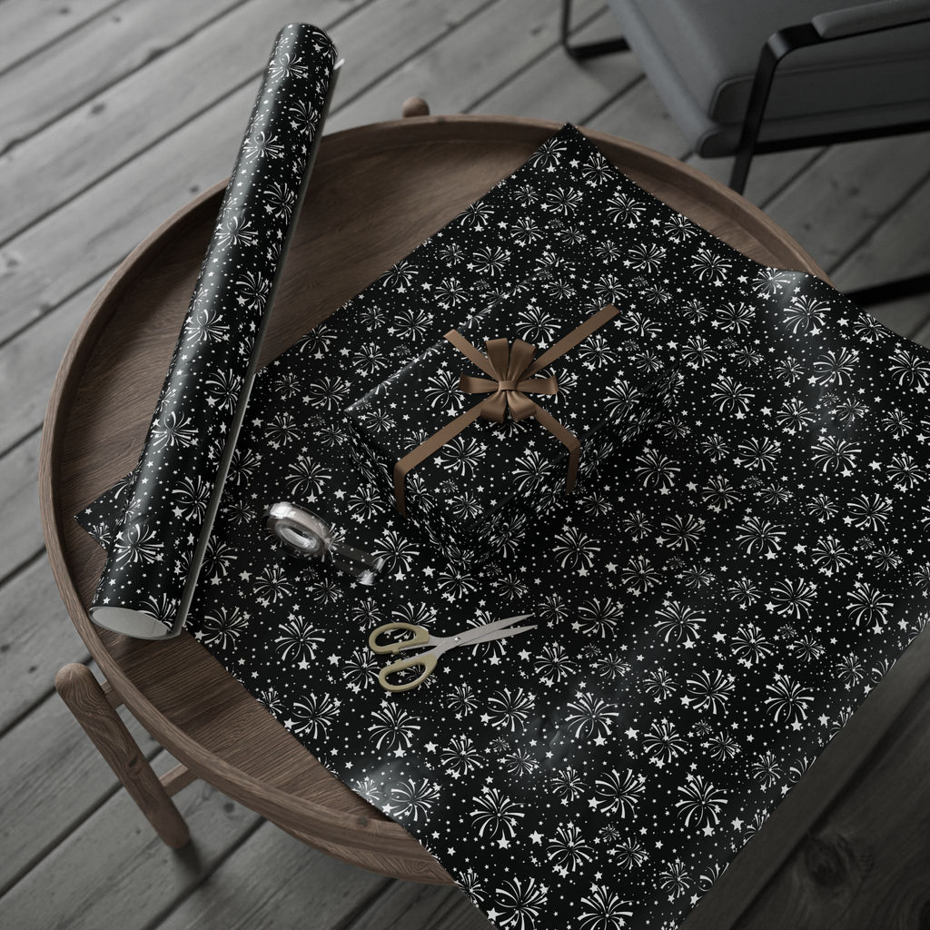 4th of July Black Sky Fireworks Wrapping Paper | Holiday Gift Wrapping Paper Roll