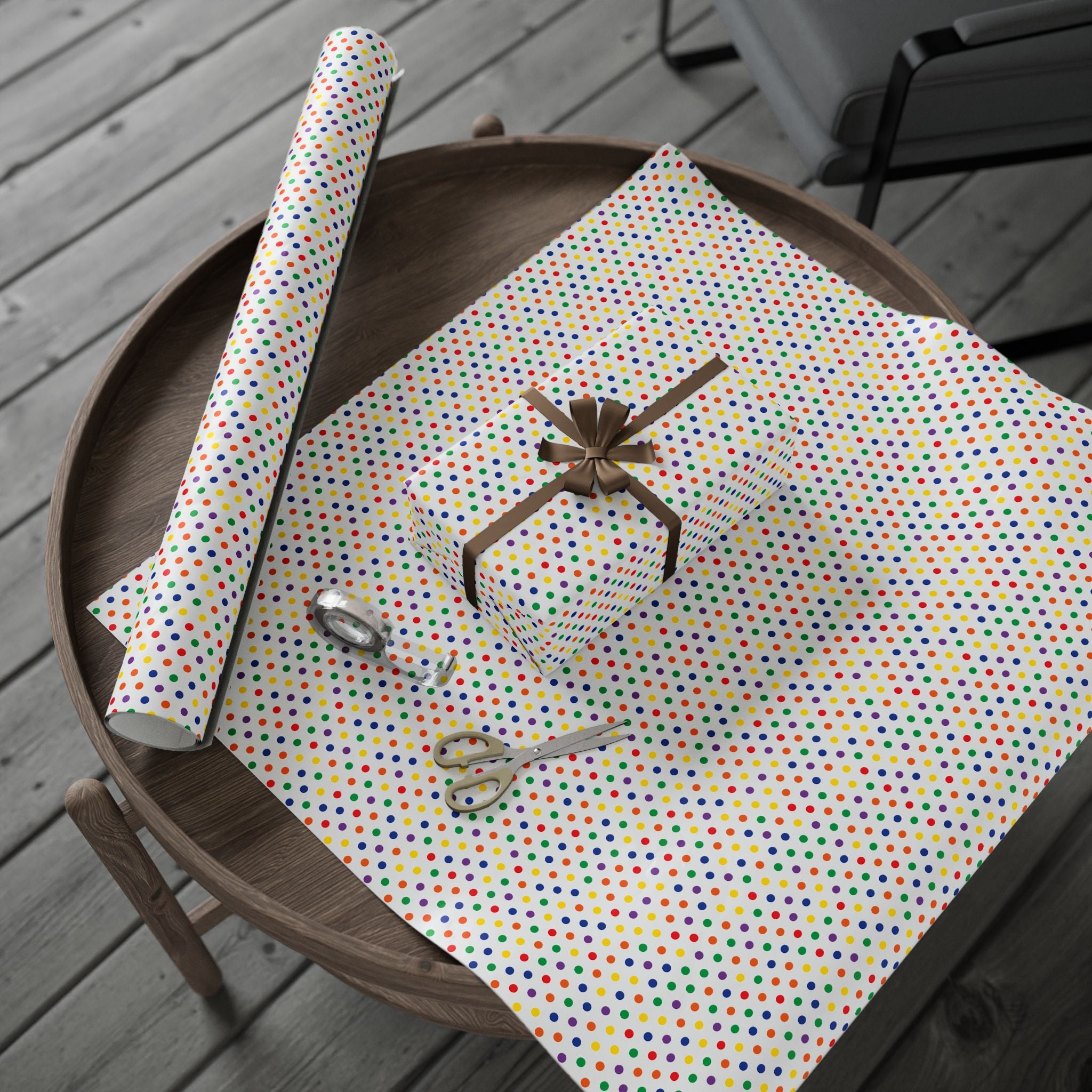 Pride Rainbow Polka Dots Wrapping Paper Design | Holiday Gift Wrapping Paper Roll