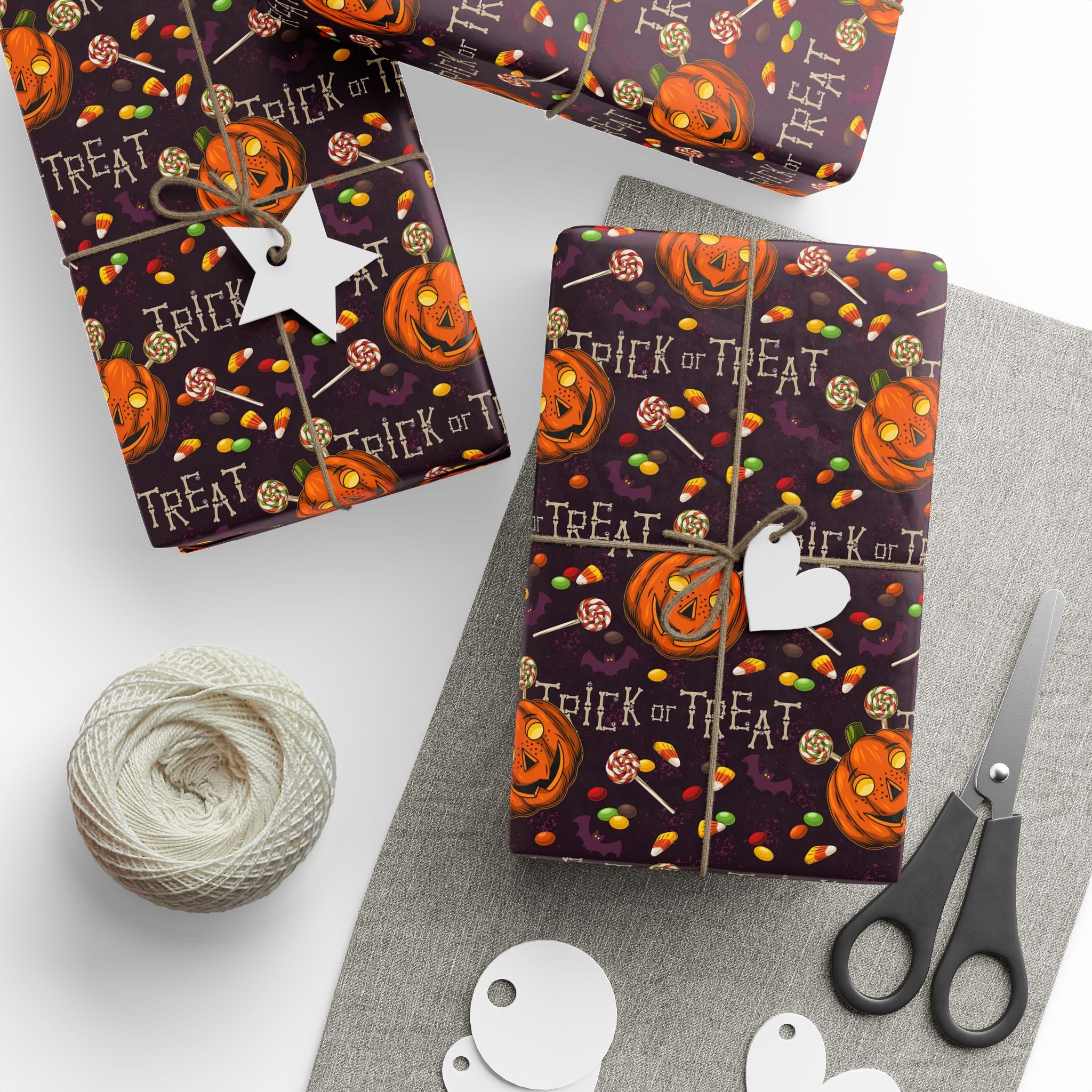 Halloween Trick or Treat Candy Wrapping Paper | Holiday Gift Wrapping Paper Roll
