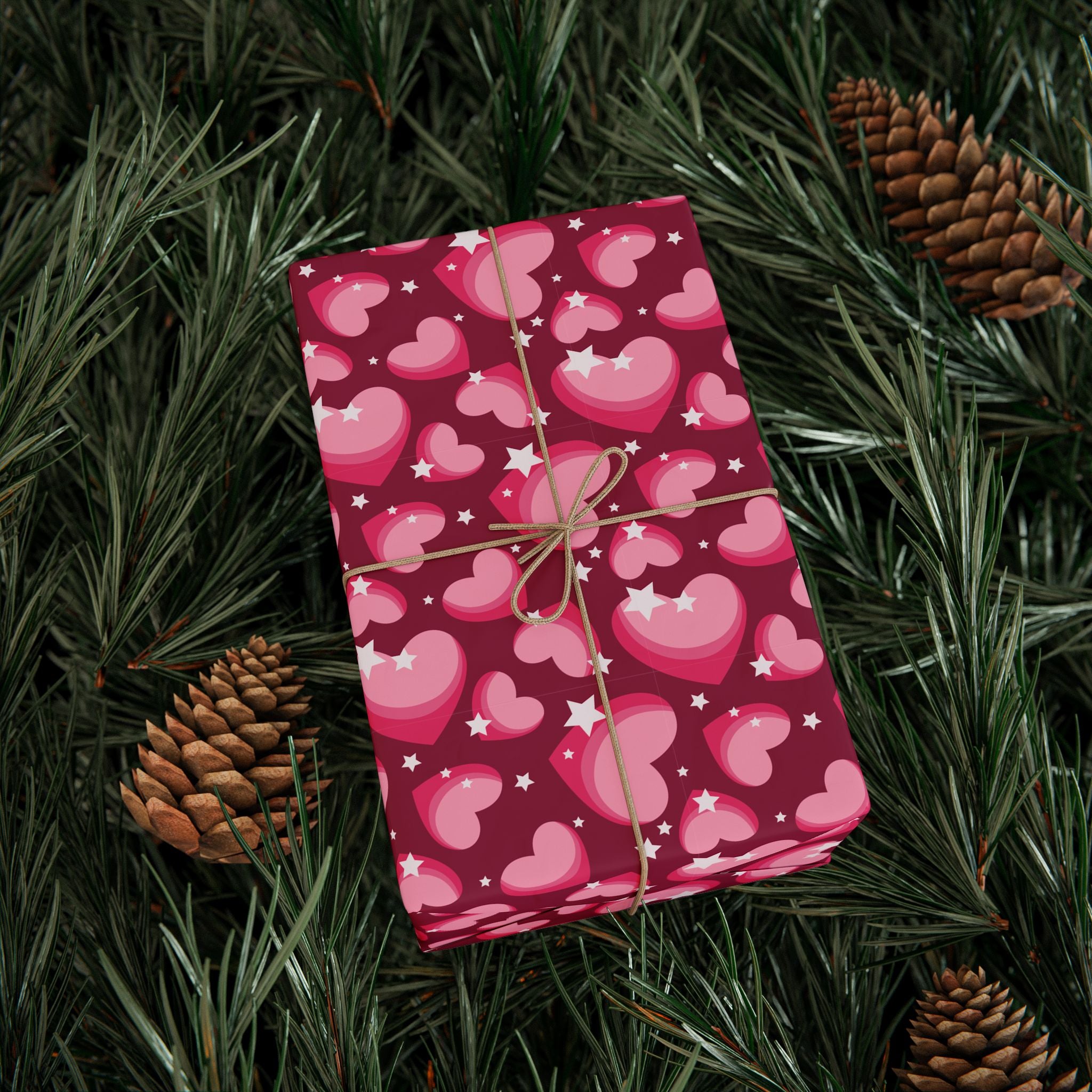 Valentine’s Day Starry Hearts Wrapping Paper | Holiday Gift Wrapping Paper Roll