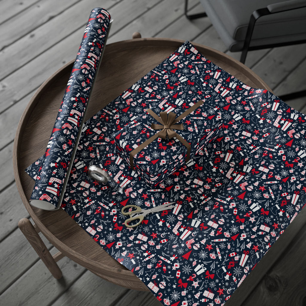 Christmas Bells & Bows Wrapping Paper | Holiday Gift Wrapping Paper Roll