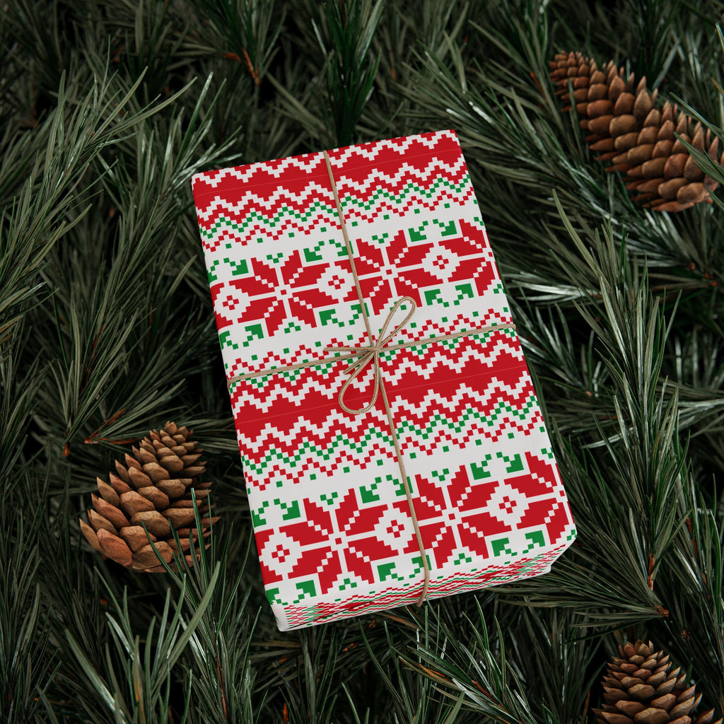 Christmas Ugly Red Snowflakes Wrapping Paper | Holiday Gift Wrapping Paper Roll