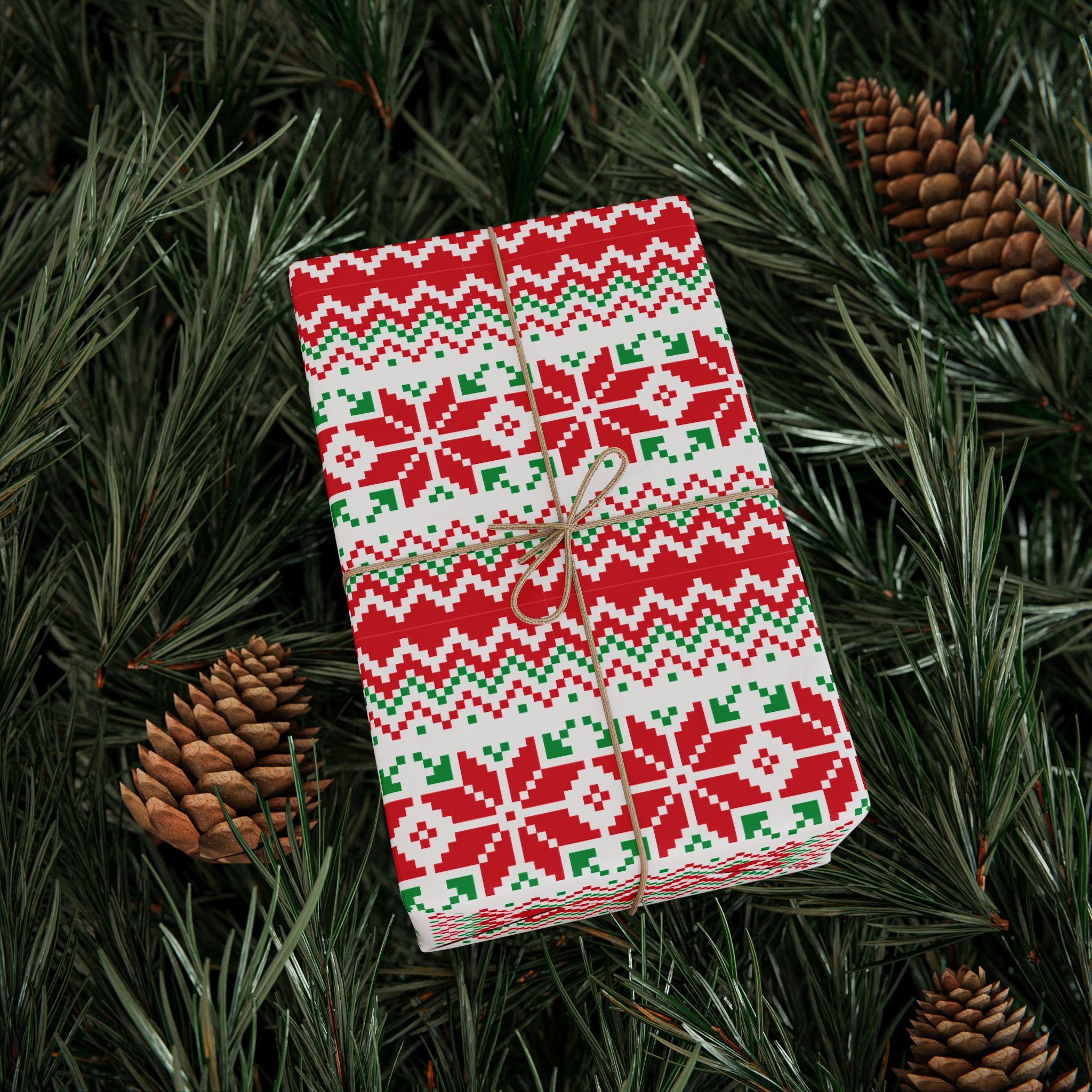 Christmas Ugly Red Snowflakes Wrapping Paper | Holiday Gift Wrapping Paper Roll
