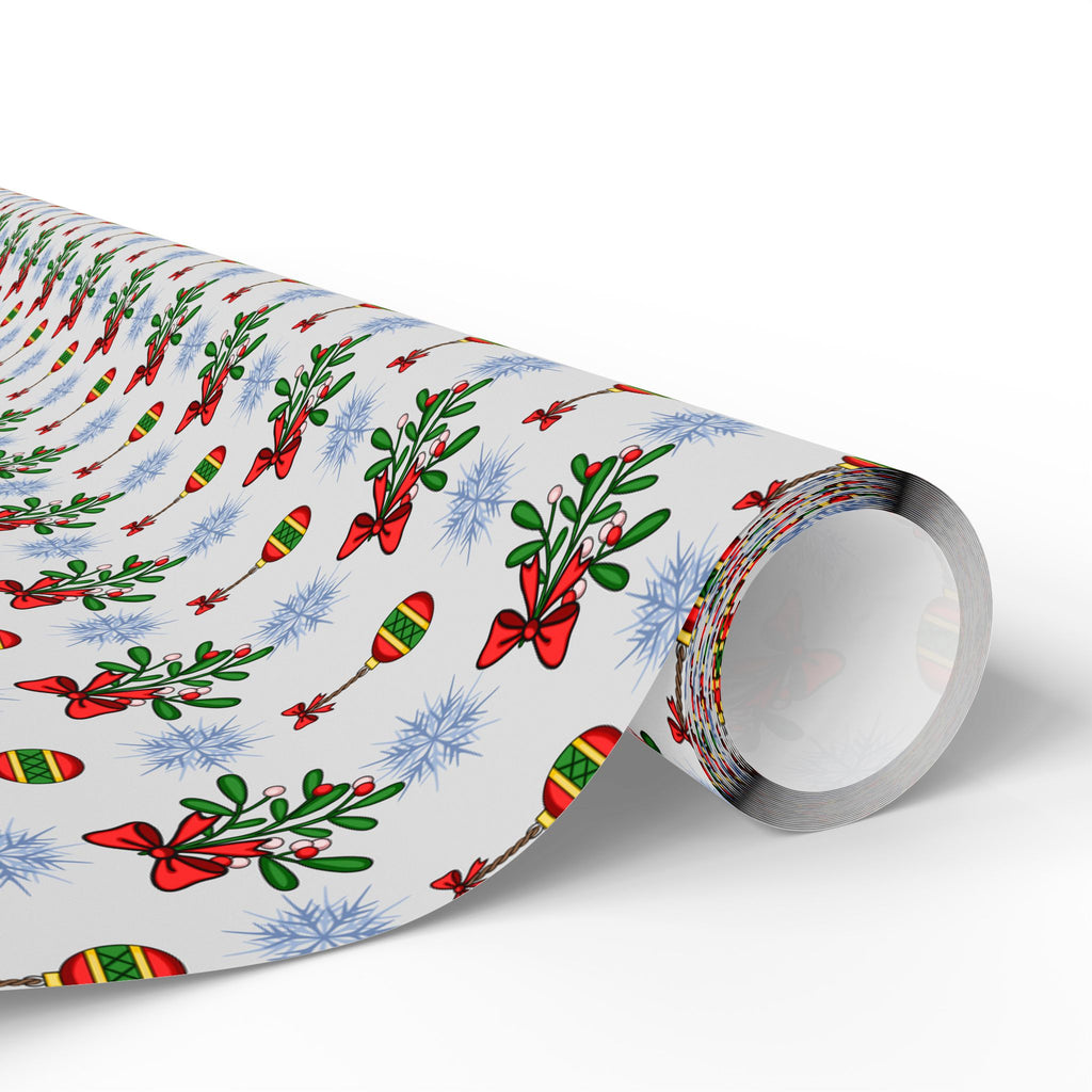 Christmas Cartoon Mistletoe Wrapping Paper | Holiday Gift Wrapping Paper Roll
