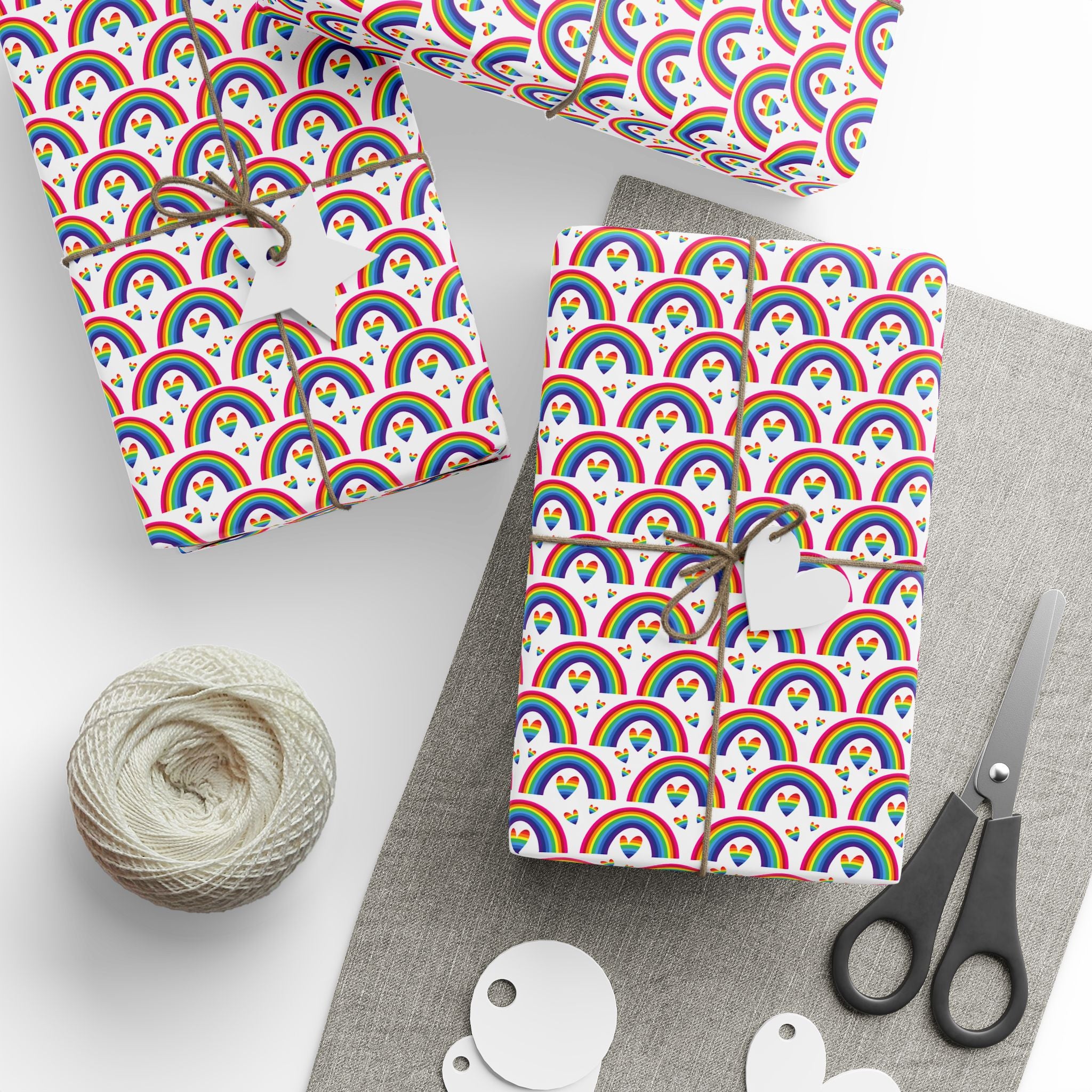 Pride Rainbow Hearts Wrapping Paper Design | Holiday Gift Wrapping Paper Roll