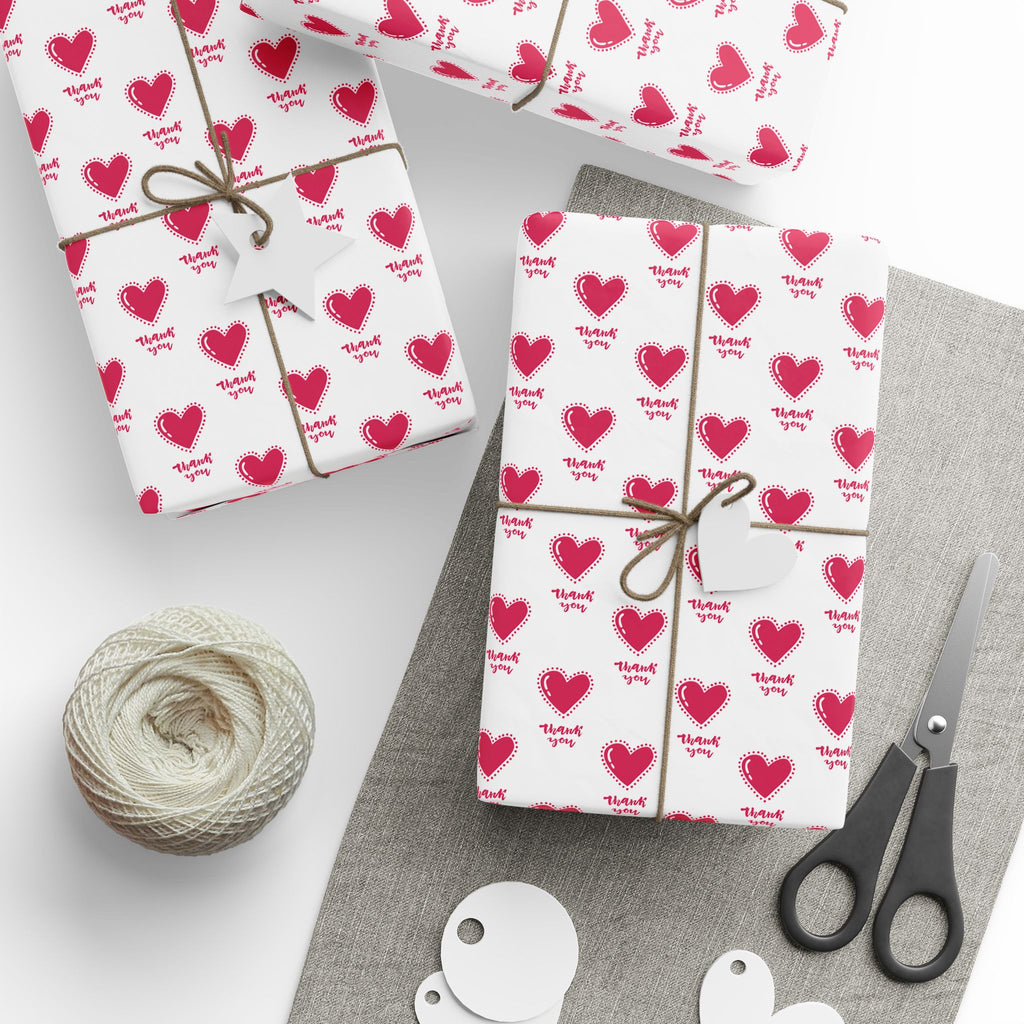 Thank You Beating Hearts Wrapping Paper Design | Holiday Gift Wrapping Paper Roll