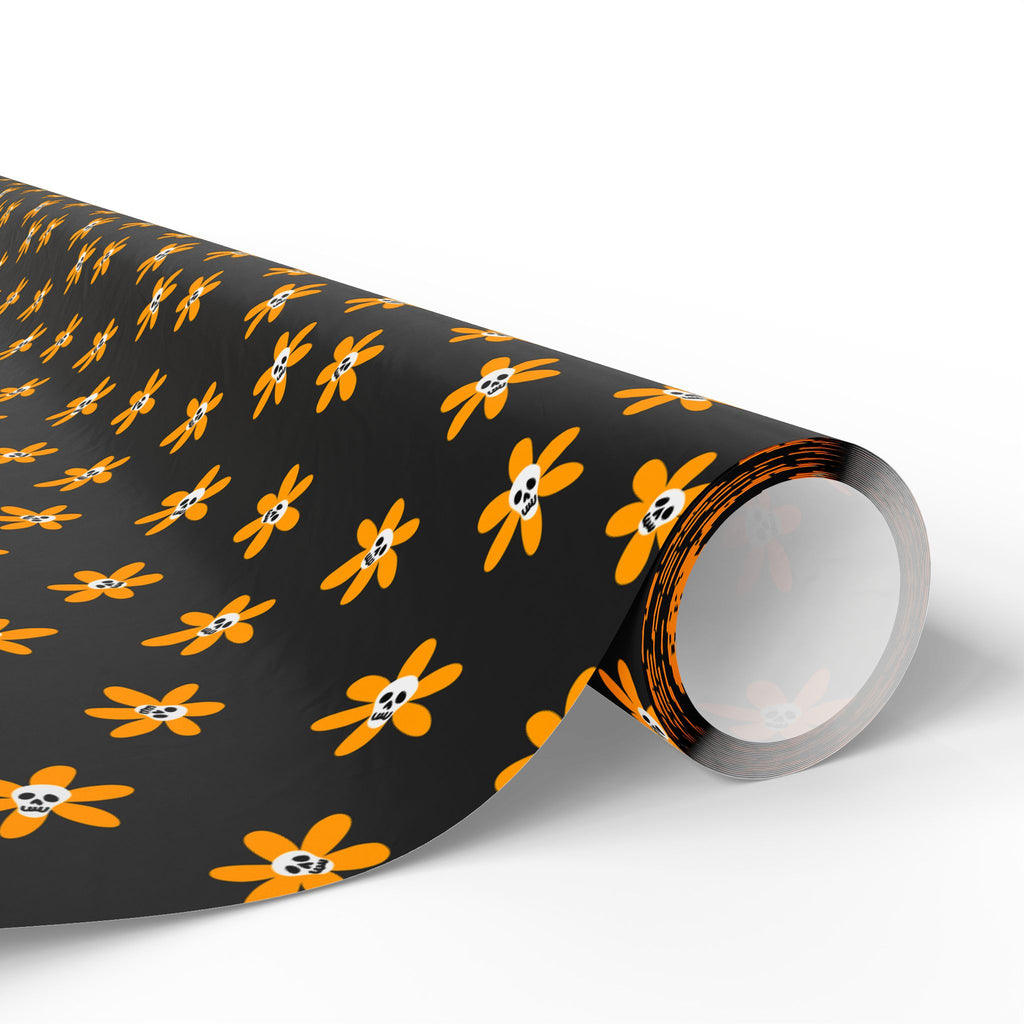 Day of the Dead Ornamental Flowers Wrapping Paper | Holiday Gift Wrapping Paper Roll