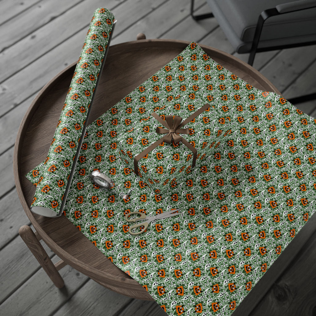 Halloween Ghost Background Wrapping Paper | Holiday Gift Wrapping Paper Roll