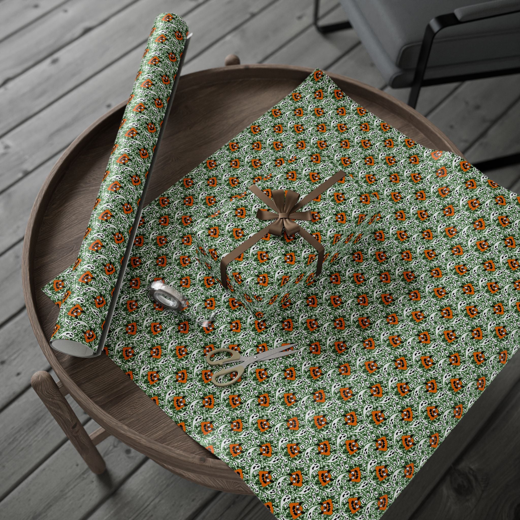 Halloween Ghost Background Wrapping Paper | Holiday Gift Wrapping Paper Roll