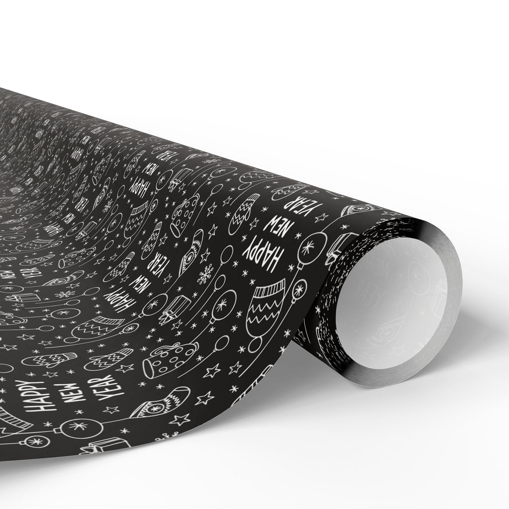 New Year's Blackboard Doodles Wrapping Paper - Holiday Gift Wrapping Paper Roll