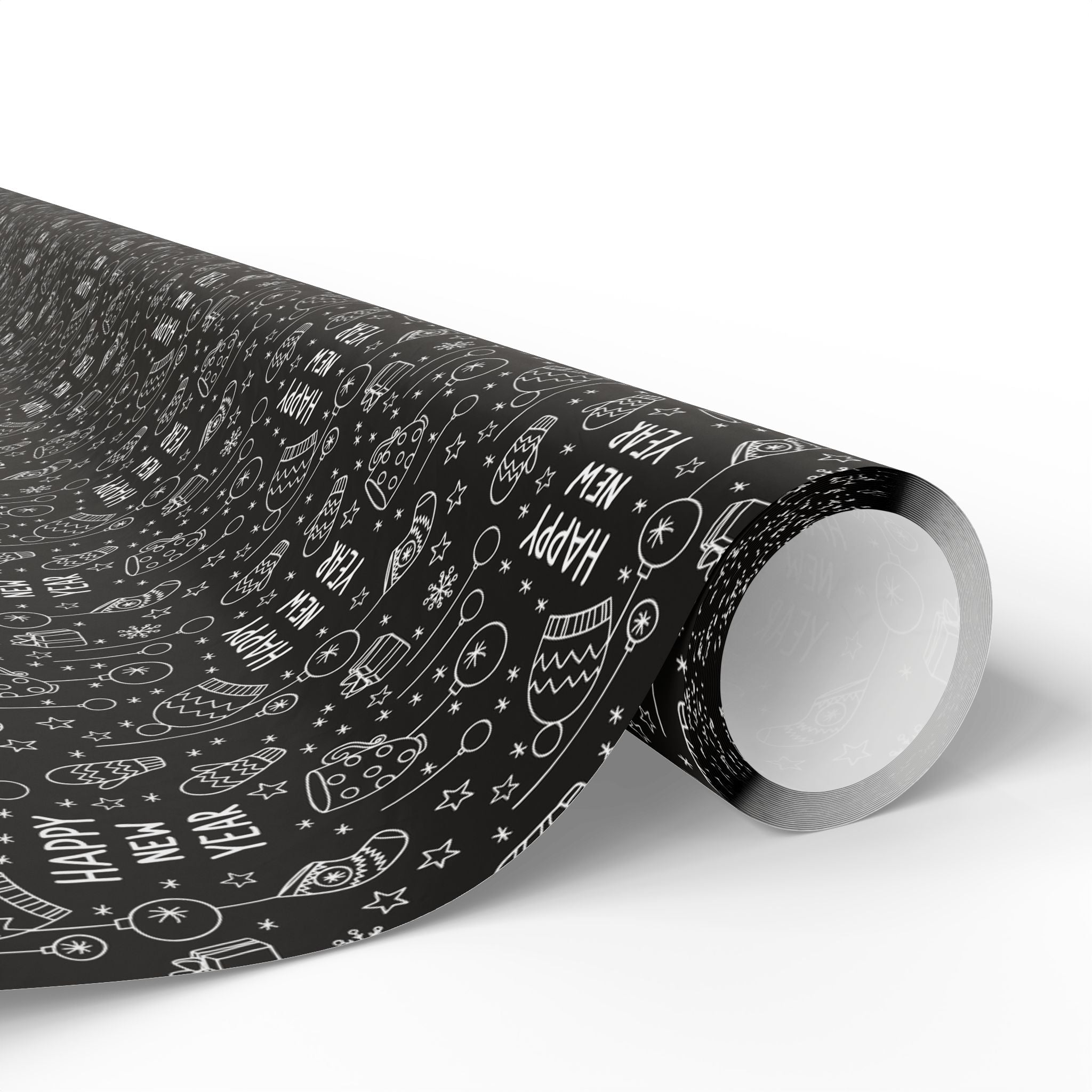 New Year's Blackboard Doodles Wrapping Paper - Holiday Gift Wrapping Paper Roll