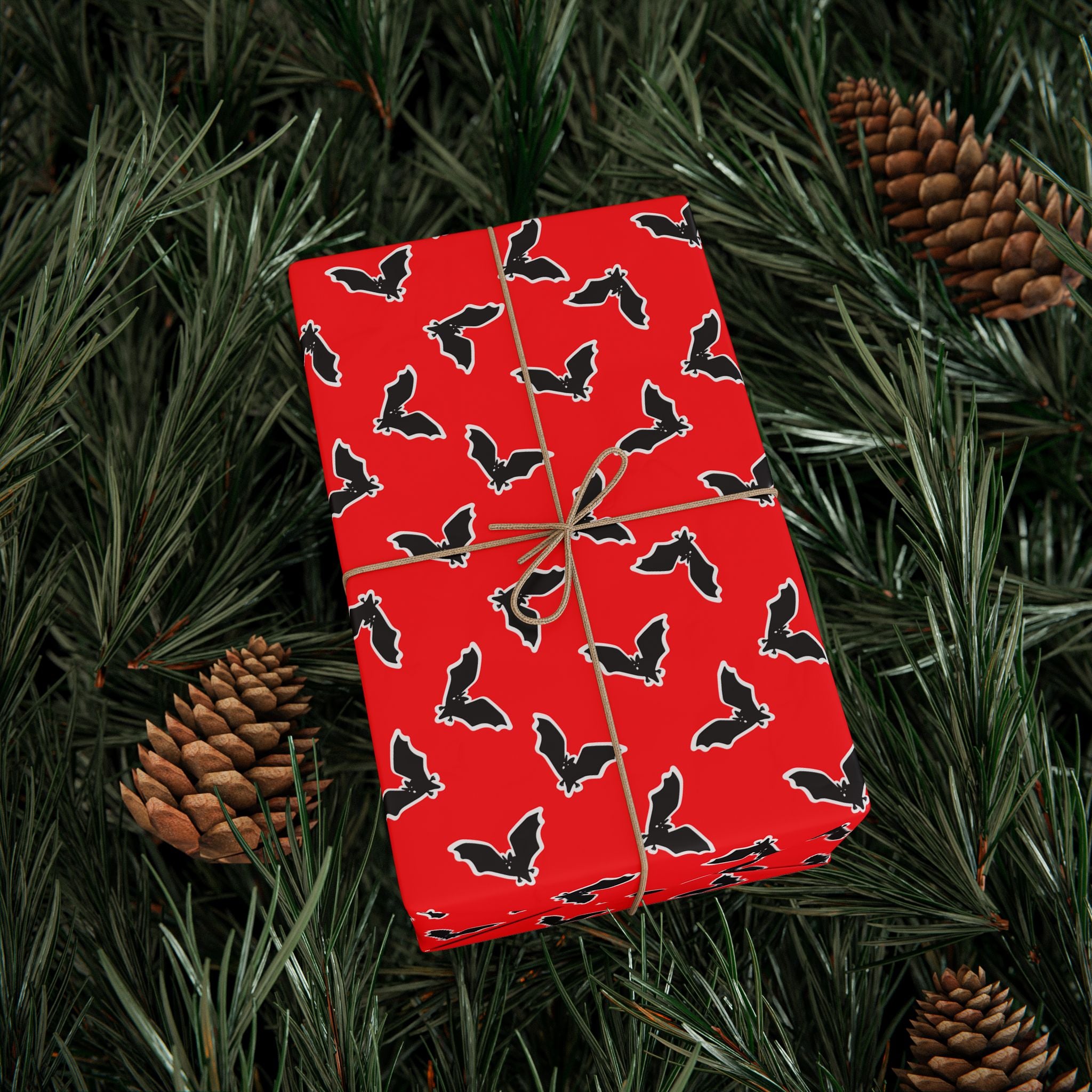 Halloween Outlined Vampire Bats Wrapping Paper | Holiday Gift Wrapping Paper Roll