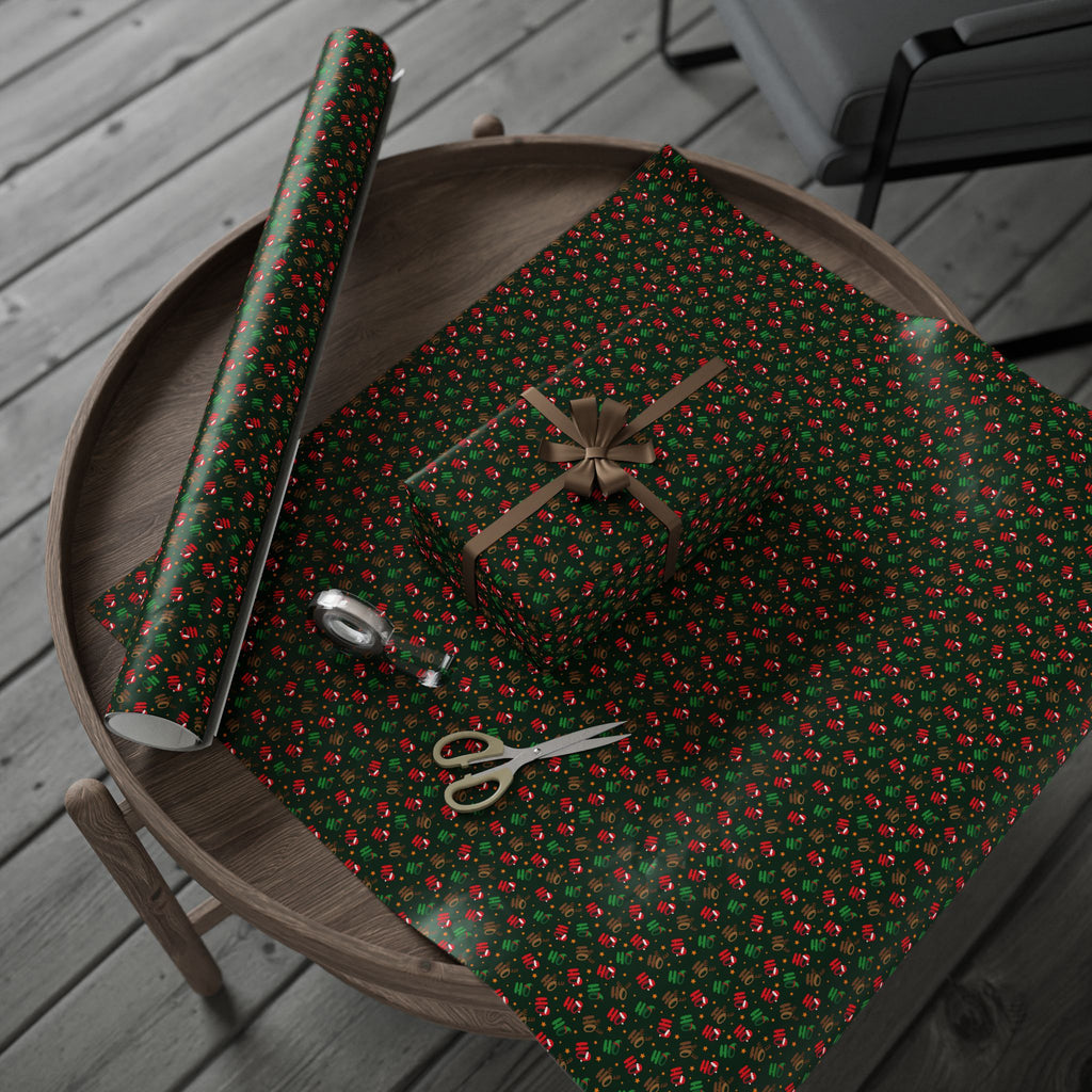 Christmas Ho Ho Ho Hats Wrapping Paper | Holiday Gift Wrapping Paper Roll