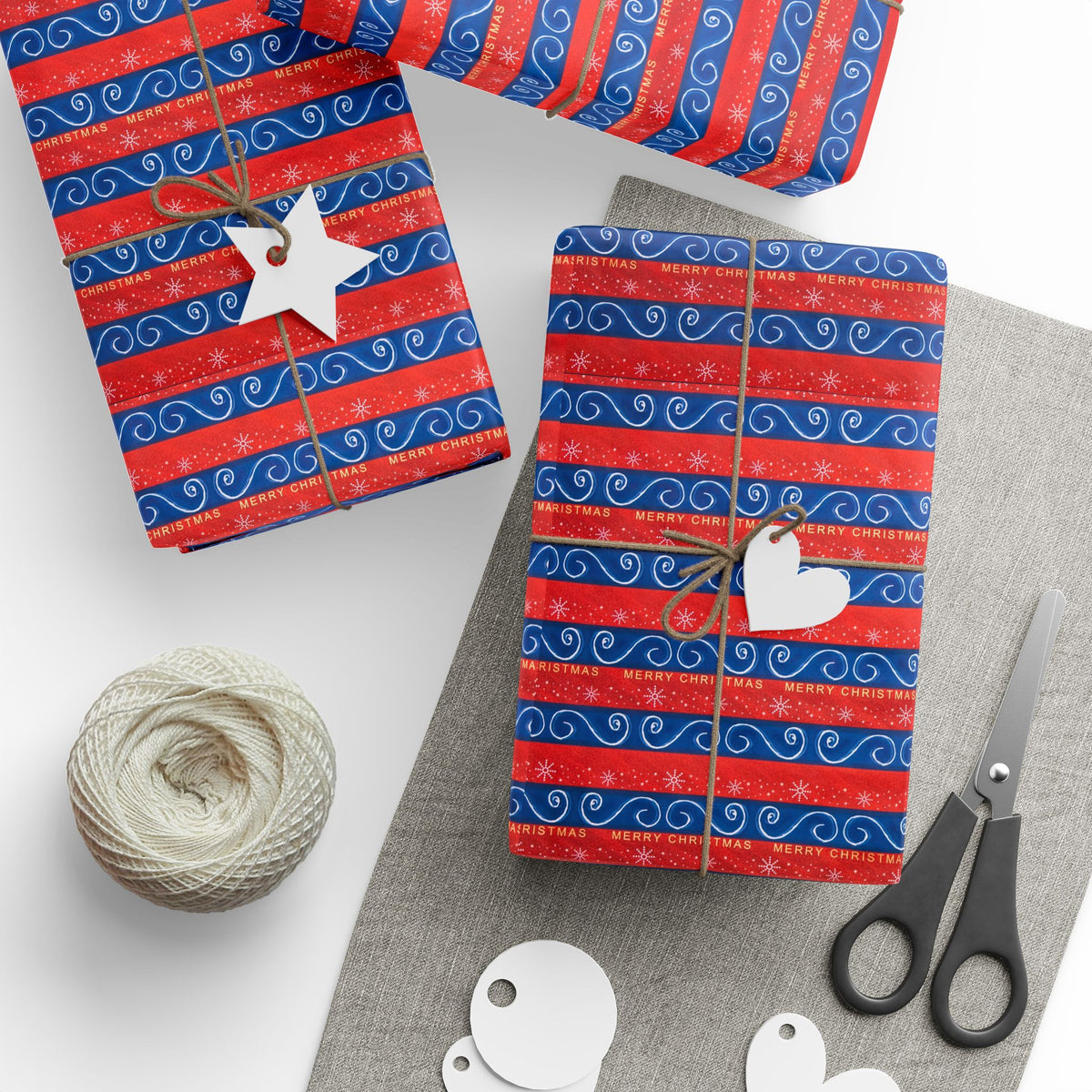 Christmas Striped Ribbons Wrapping Paper | Holiday Gift Wrapping Paper Roll
