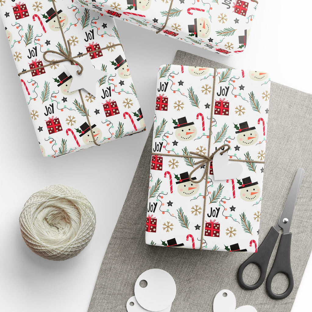 Christmas Snowman Joy Wrapping Paper | Holiday Gift Wrapping Paper Roll