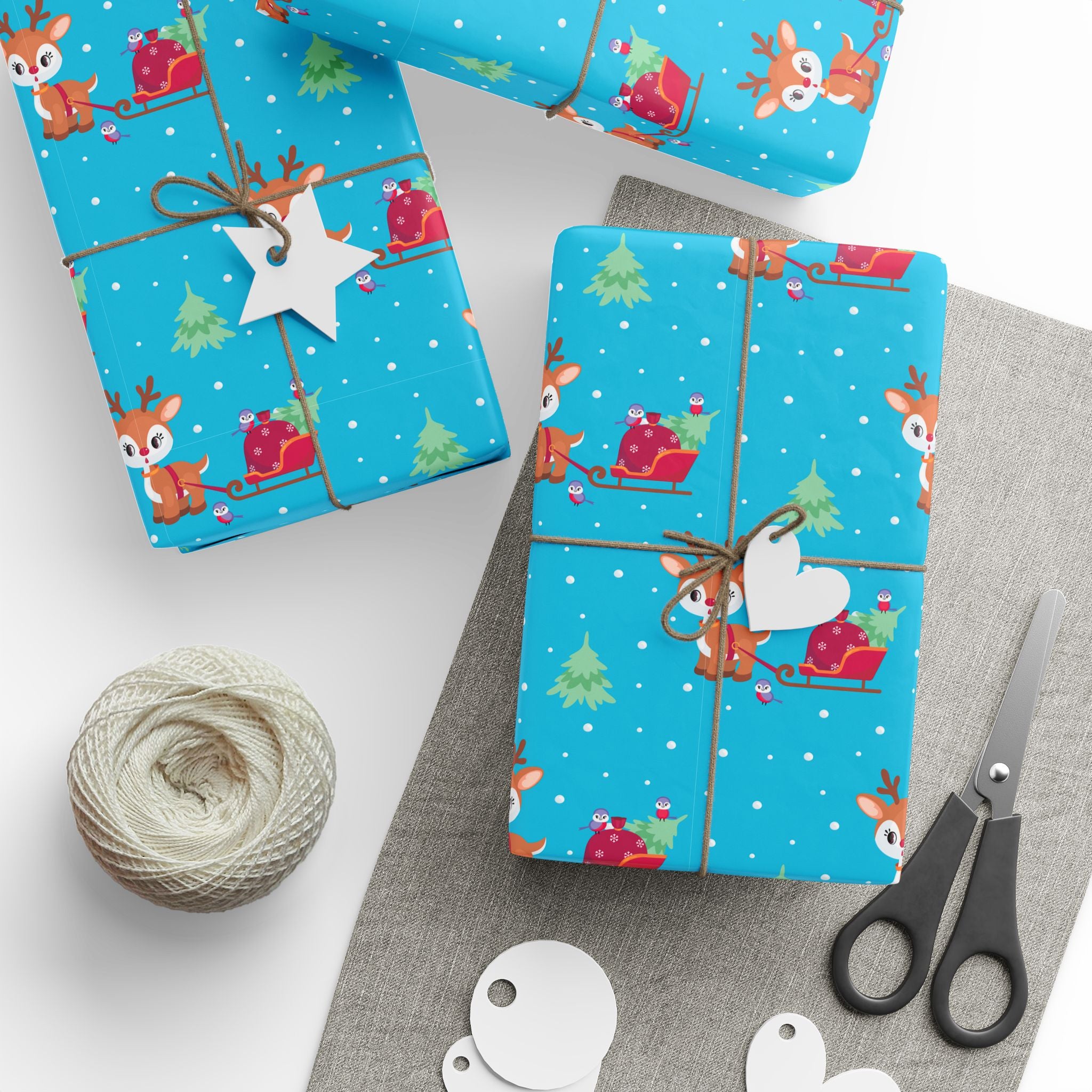 Christmas Baby Rudolph Wrapping Paper | Holiday Gift Wrapping Paper Roll