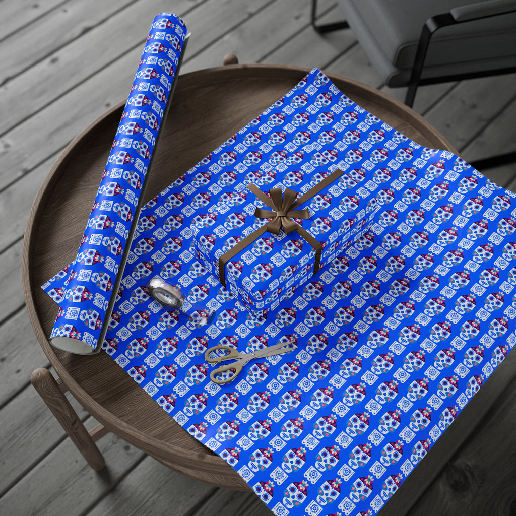 Day of the Dead Flower Head Wrapping Paper | Holiday Gift Wrapping Paper Roll
