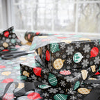 Christmas Snow Falling Ornaments Wrapping Paper | Holiday Gift Wrapping Paper Roll