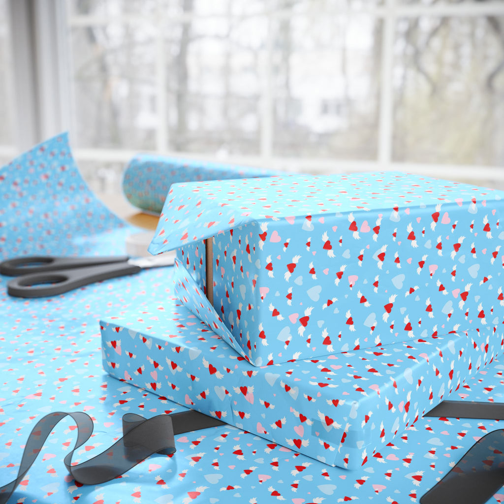 Valentine's Day Angel Hearts Wrapping Paper | Holiday Gift Wrapping Paper Roll