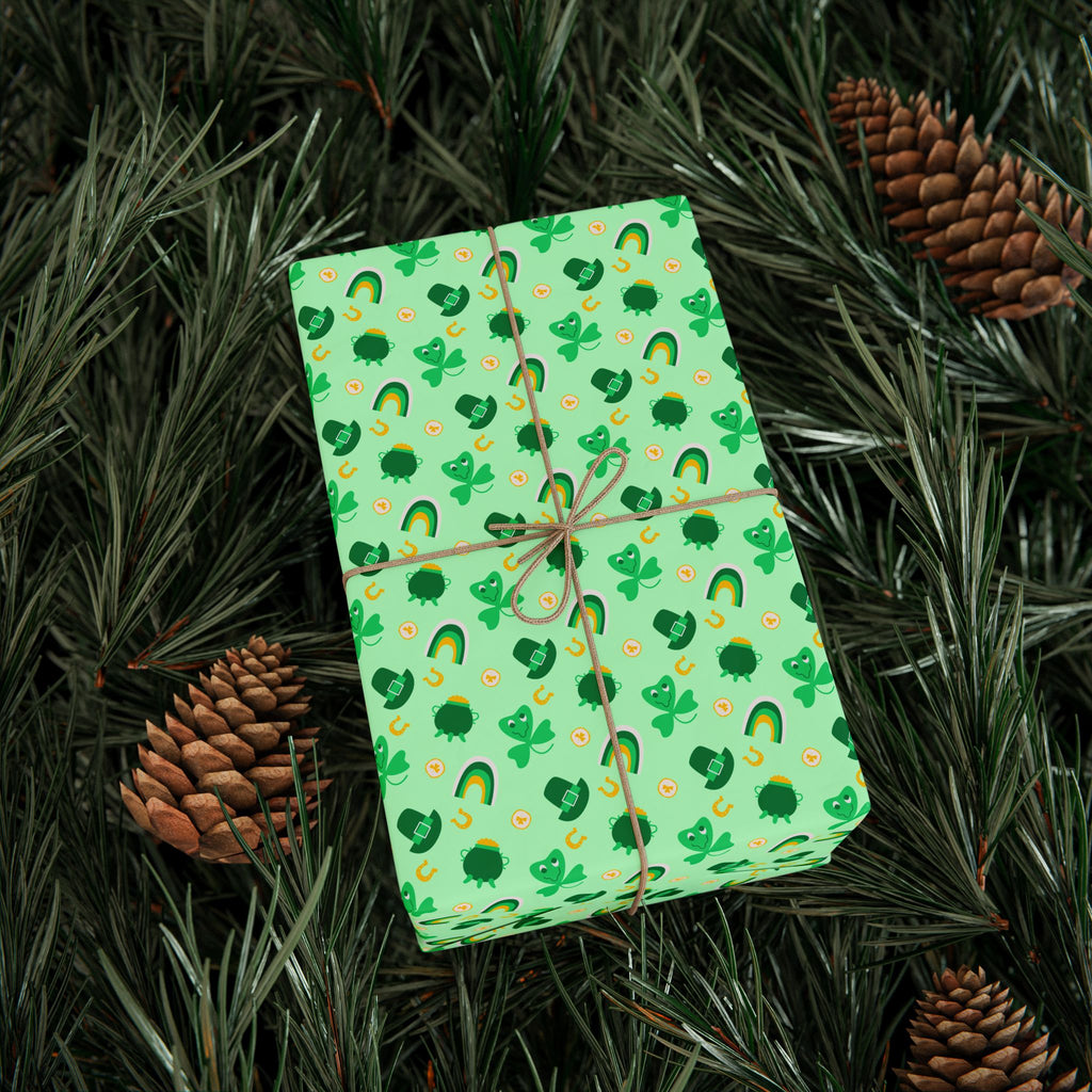 St Patrick's Day Crazy Clover Clover Wrapping Paper | Holiday Gift Wrapping Paper Roll
