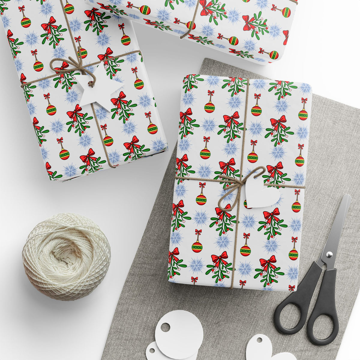 Christmas Cartoon Mistletoe Wrapping Paper | Holiday Gift Wrapping Paper Roll